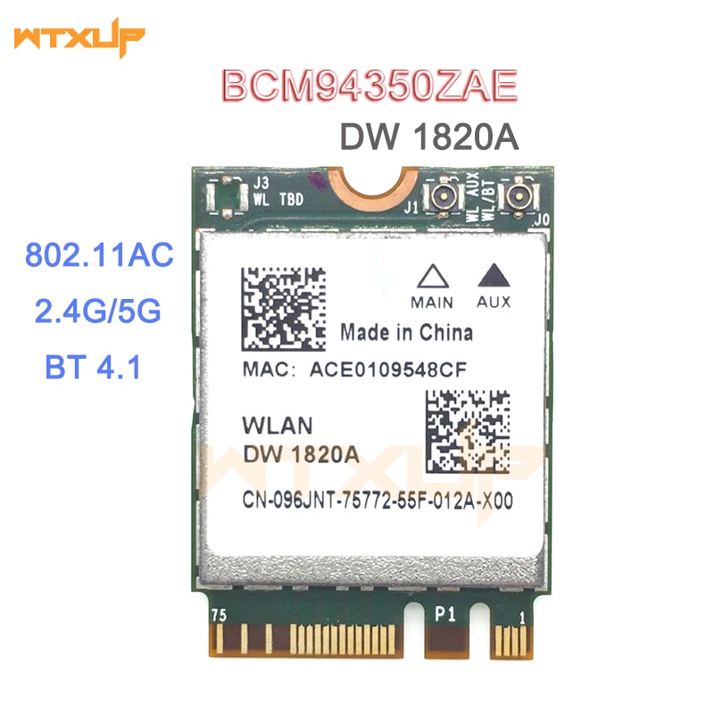 DW1820A BCM94350ZAE BCM94356ZE 802.11ac BT4.1 867Mbp..